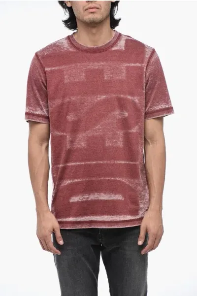 Diesel Logoed T-just-l1 T-shirt With Visible Stitching In Red