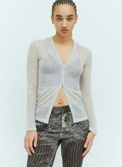 Diesel M-arina Lightweight Knit Cardigan In Gray