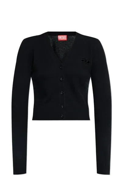 Diesel M-arte V-neck Knitted Cardigan In Black