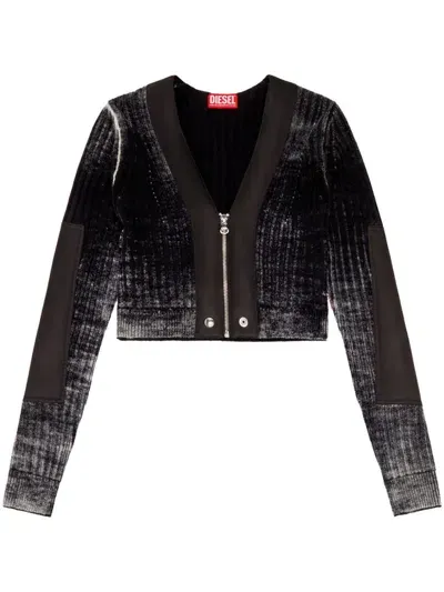 Diesel M-asera Cropped Cardigan In Black