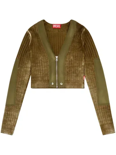 Diesel M-asera Cropped Cardigan In Green