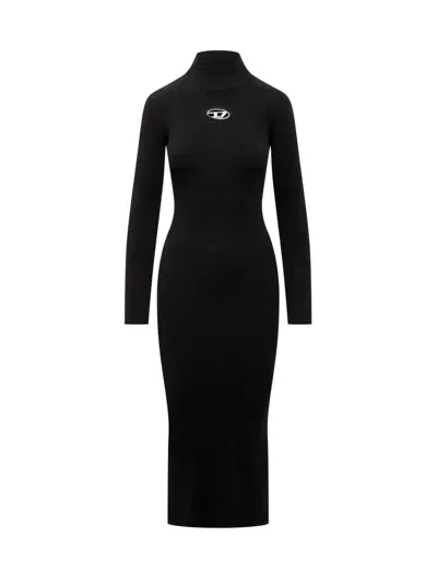 Diesel M-zary-b Logo Plaque Dress In Black