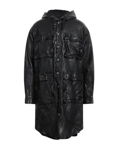 Diesel Man Coat Black Size 44 Leather