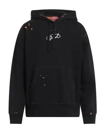 Diesel Distressed Effect S-macs-l2 Hoodie With Embroidered Logo In Black