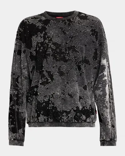 Diesel Men's Devore Burnout Camo Sweatshirt In Black/deni