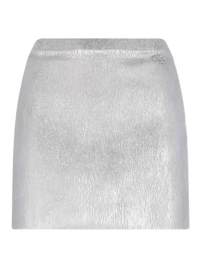 Diesel Mini Flared Skirt In Silber