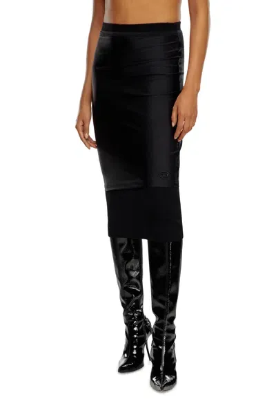 Diesel Pencil Skirt In Wool And Stretch Fabric In Black