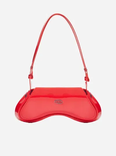 Diesel Play Leather Shoulder Bag In Fiery Red