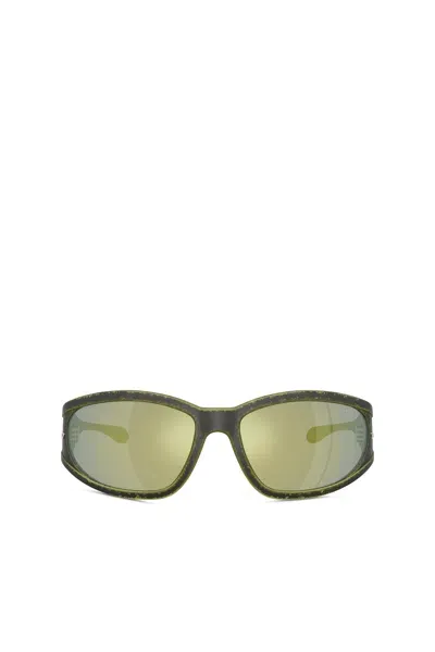 Diesel Rectangular Sunglasses In Acetate In Green