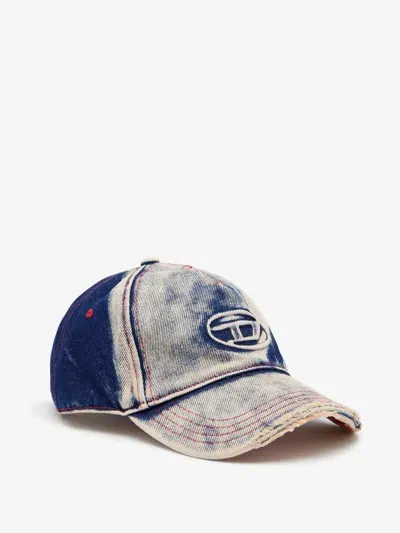 Diesel Baseball Cap In Treated Denim In Blue