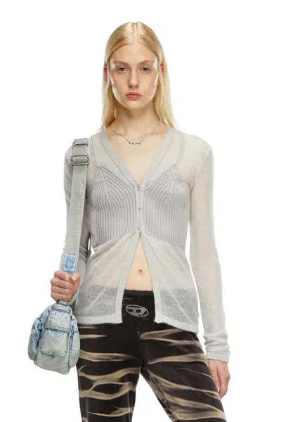 Diesel Sheer Cardigan With Bra Detail In Grigio