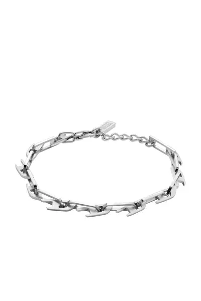 Diesel Stainless Steel Interlocking D Logo Chain Bracelet In Silver