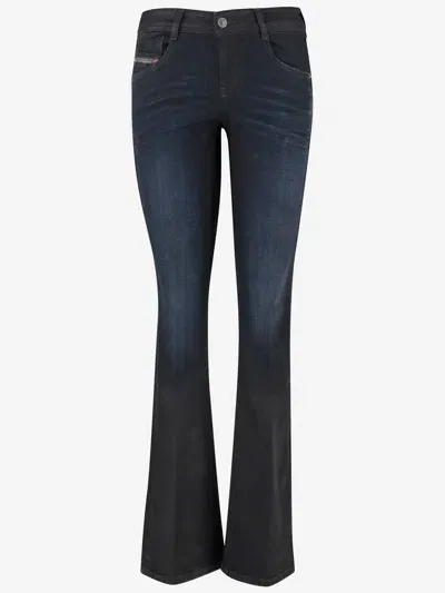 Diesel Stretch Cotton Denim Flare Jeans In Blue