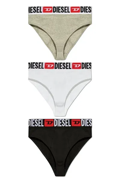 Diesel Three Pack Of Logo Waistband Briefs In Multi