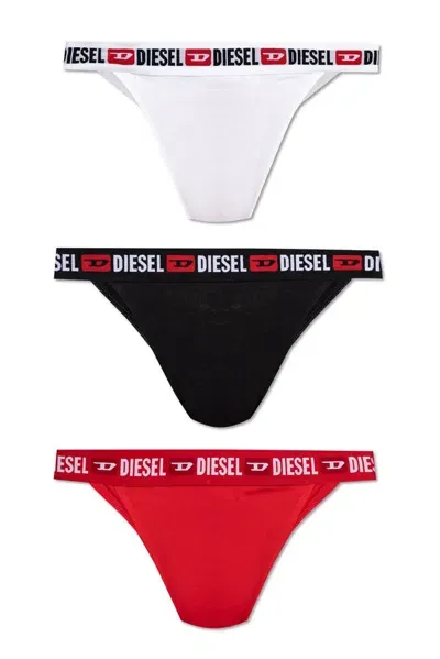 Diesel Three Pack Of Logo Waistband Briefs In Multi