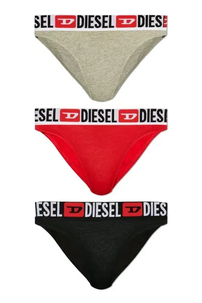 Diesel Three Pack Of Logo Waistband Briefs In Multi