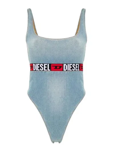 Diesel De-geny-s Denim Bodysuit In Blue