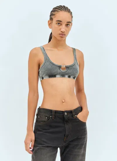 Diesel Ufsb-oval-d-rib Bra In Black