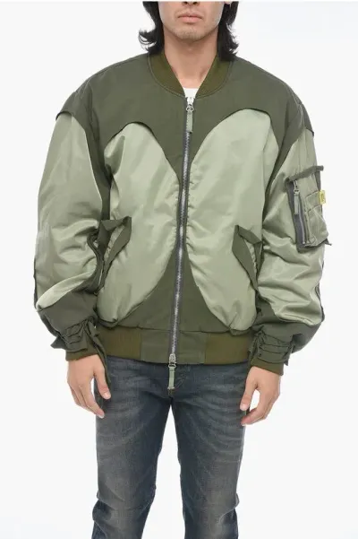 Diesel Utility J-cross Bomber With Fabric Inserts In Green