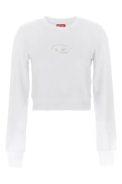 Diesel F-slimmy Cropped Sweatshirt In White