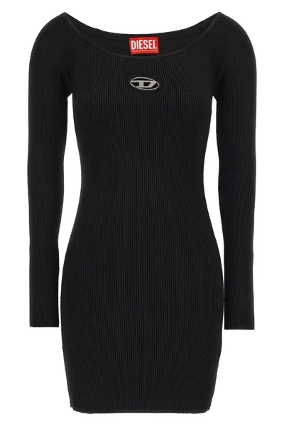 Diesel M-vera Ribbed Mini Dress In Black