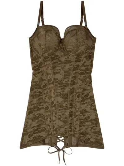 Diesel X Fenty By Rihanna C-camo-lace-corset-slip In Green