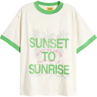 Diet Starts Monday Sunset Ringer Cotton Graphic T-shirt In Green