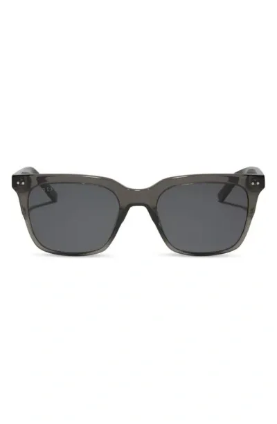 Diff Billie Xl 54mm Polarized Square Sunglasses In Black Smoke Crystal