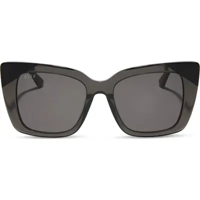 Diff Lizzy 54mm Gradient Cat Eye Sunglasses In Black Smoke Crystal