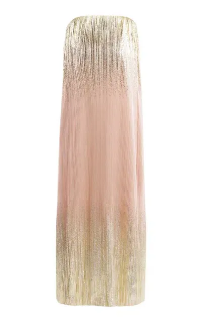 Dima Ayad Metallic Strapless Dress In Gold