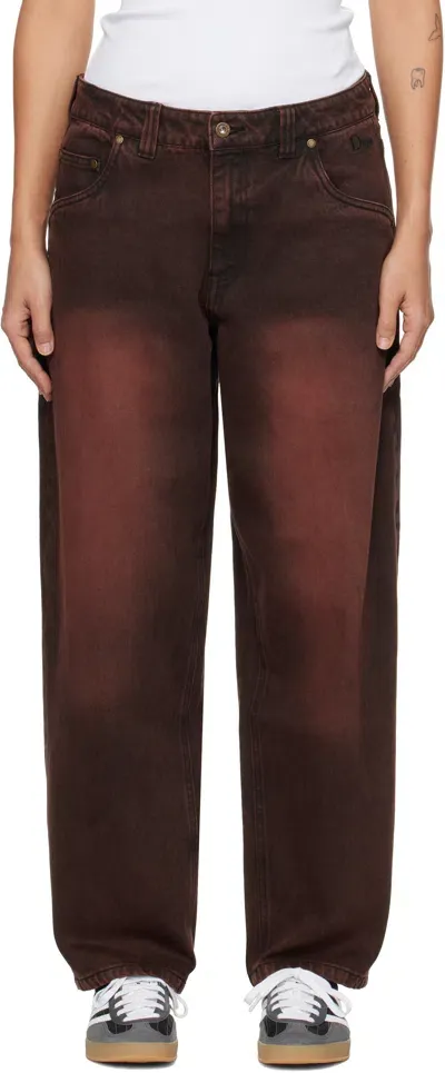 Dime Burgundy Classic Baggy Jeans In Sandblasted Copper