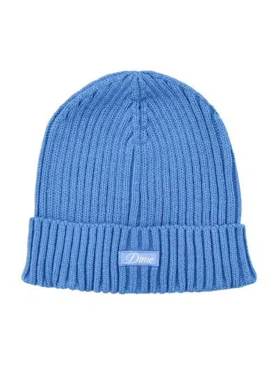 Dime Mtl Cursive Fold Beanie In Blue