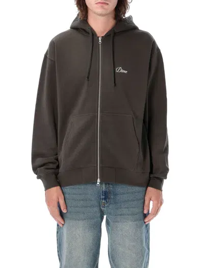 Dime Mtl Cursive Zip Hoodie In Brown