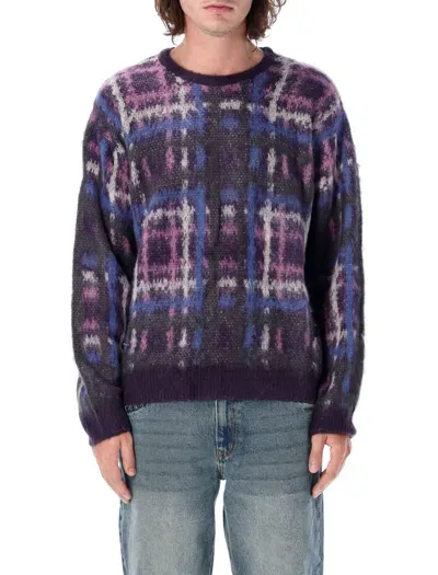 Dime Mtl Plaid Mohair Knit Sweater In Purple