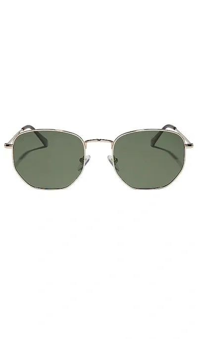 Dime Optics Roxbury Sunglasses In Gold & Polarized G15