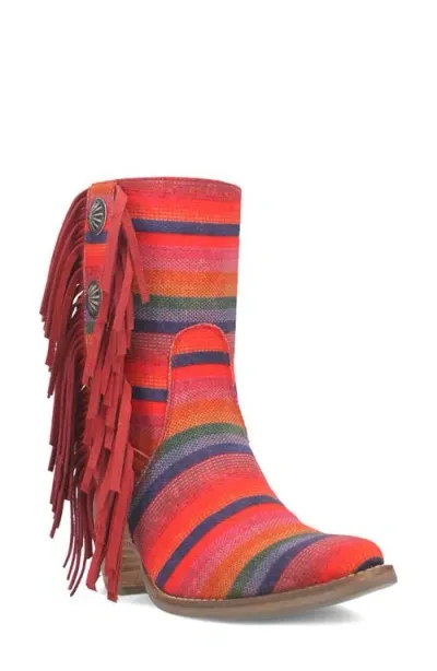 Dingo Chili Pepper Fringe Bootie In Red Multi