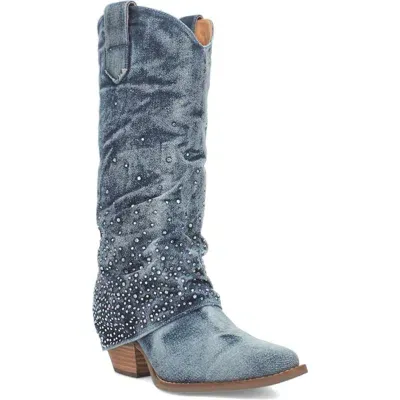 Dingo Eye Candy Knee High Denim Western Boot In Blue