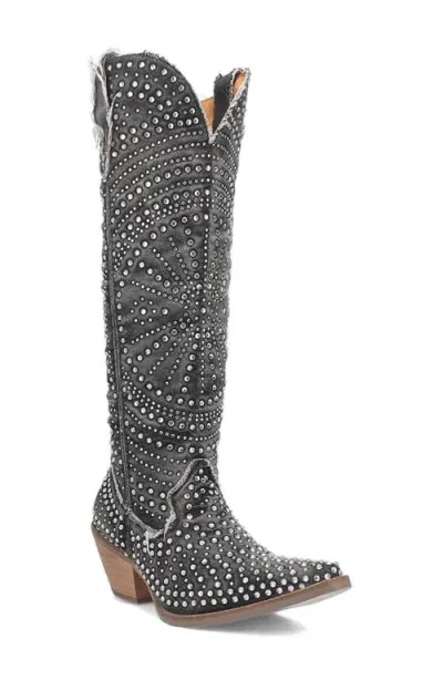 Dingo Honkeytonk Honey Knee High Denim Boot In Black