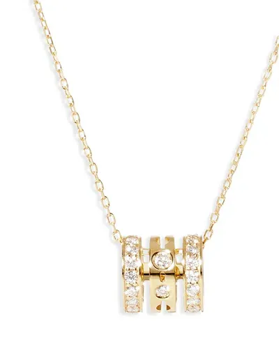 Dinh Van 18k Yellow Gold Pulse Diamond Triple Row Pendant Necklace, 17.72