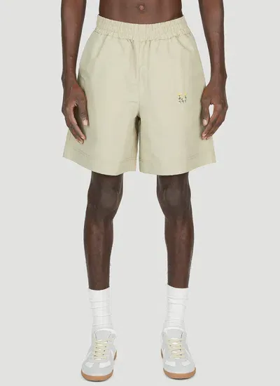 Diomene Embroidered Shorts In Beige