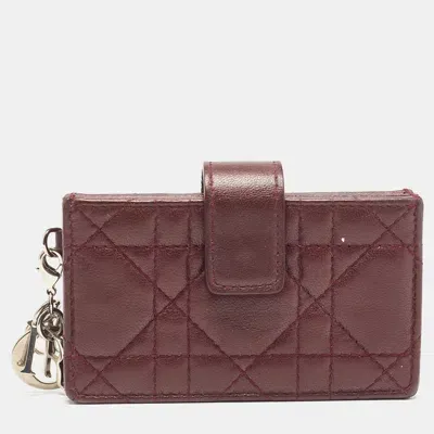 Pre-owned Dior 5 Gusset Card Case In Burgundy