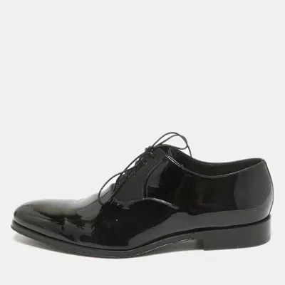 Pre-owned Dior Black Patent Leather Lace Up Oxfords Size 41.5