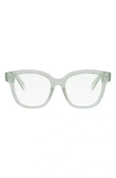 Dior Bold 53mm Round Optical Glasses In Shiny Light Green