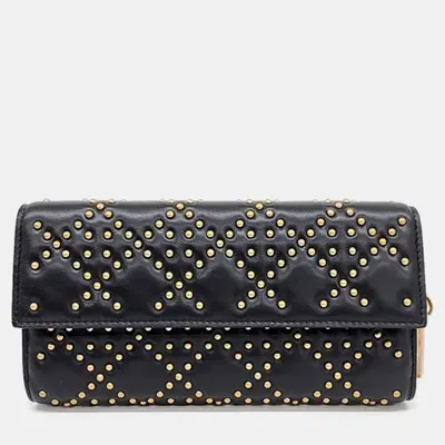 Pre-owned Dior Christian  Cannage Stud Clutch Crossbody Bag In Black