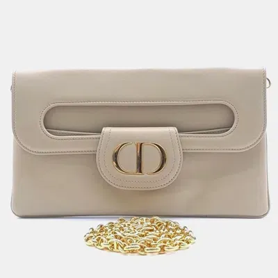 Pre-owned Dior Christian  Double Medium Clutch And Shoulder Bag In Beige