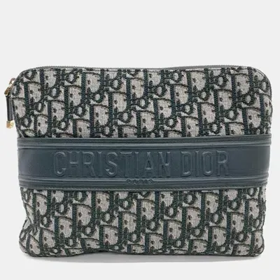 Pre-owned Dior Christian  Oblique Pouch In Green