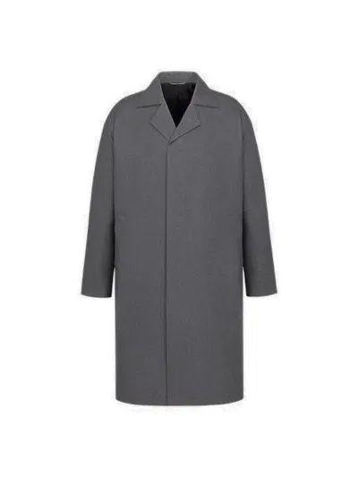 Dior Collared Belted Coat In Grey