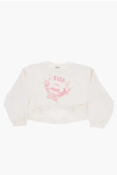 Dior Cropped Crew-neck Sweateshirt With Frontal Print