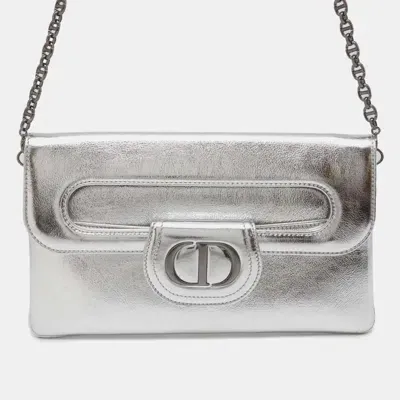 Pre-owned Dior Double Clutch Bag In Silver