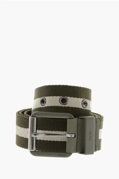 Dior Fabric Belt With Logo In Green